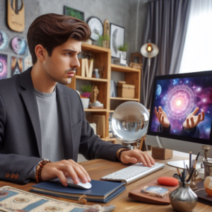 Psychic doing reading on computer